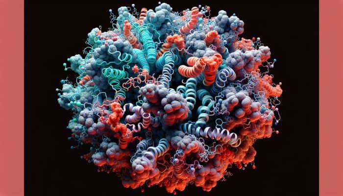 Ferritin Blood Test in Stroud: Microscopic view of ferritin molecules in liver, spleen, and bone marrow, regulating iron storage and release.